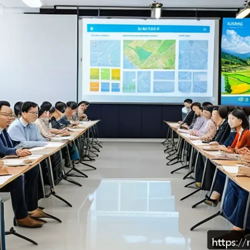 Home 31 지역개발 업계에서의 지속 가능한 개발 - A vibrant community meeting scene in a modern town hall where diverse local residents actively parti...