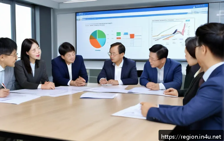 지역개발 프로젝트 협상 전략 - A diverse group of stakeholders gathered around a large conference table in a modern office setting,...
